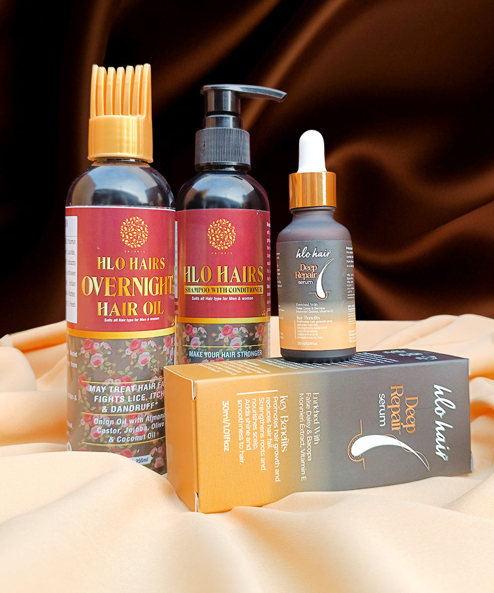 HloHair Hairfall + Hair Length Kit (Oil + Shampoo + Hair Serum)