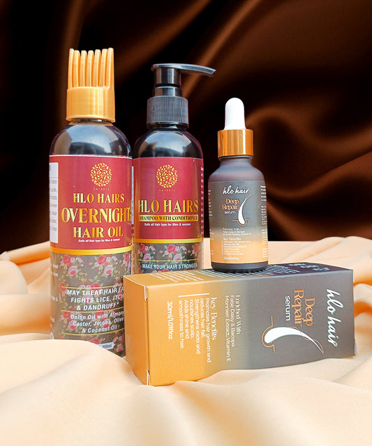 HloHair Hairfall + Hair Length Kit (Oil + Shampoo + Hair Serum)